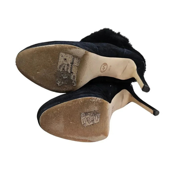 Michael Kors Black Faye Bootie Genuine Rabbit Fur and Suede Stilleto Size 8.5 M - Picture 7 of 9